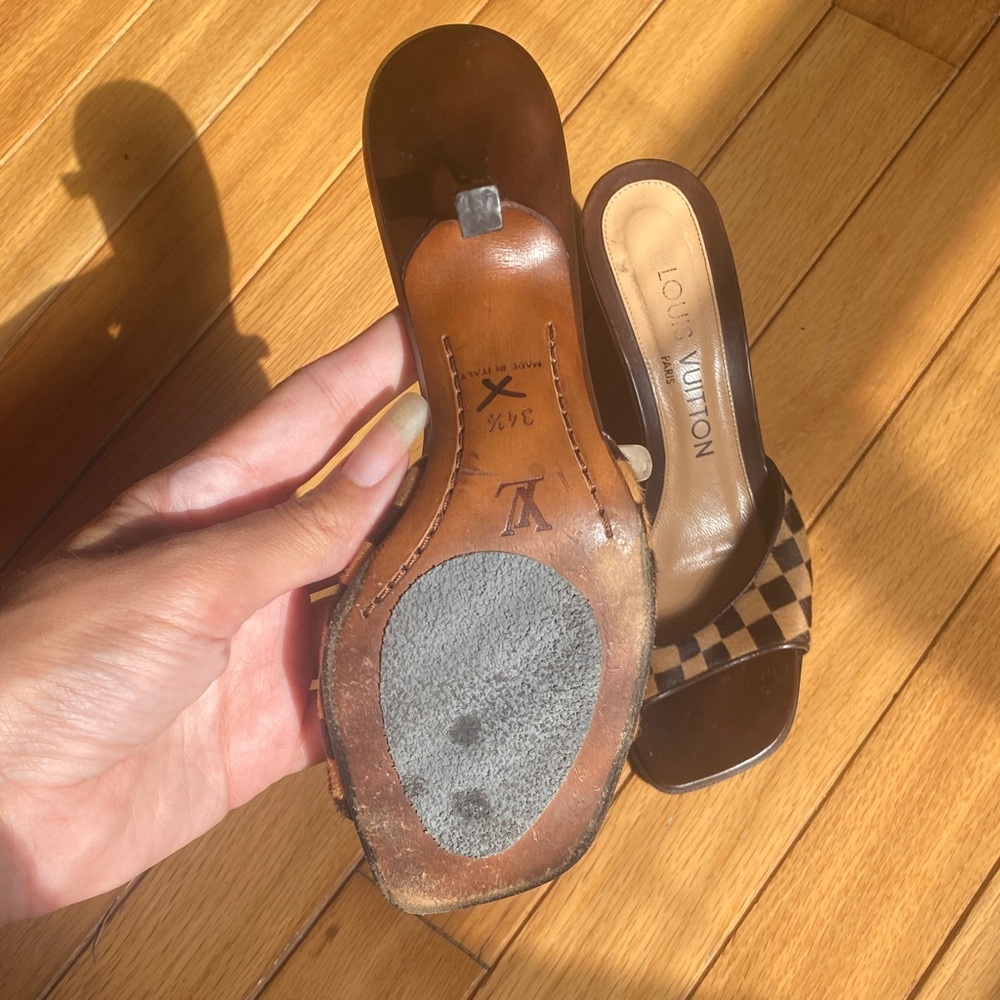 Louis Vuitton Damier Sauvage Brown Checkered Mules - Picture 3 of 6